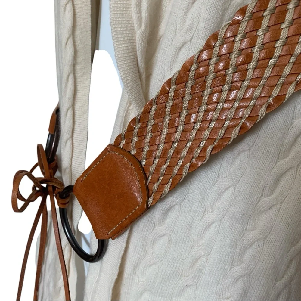 Express Leather Woven Belt Metal Rings Hippie Boho Made In England Large